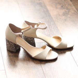 Ivanka Trump Easta Ivory Patent Glitter Heel